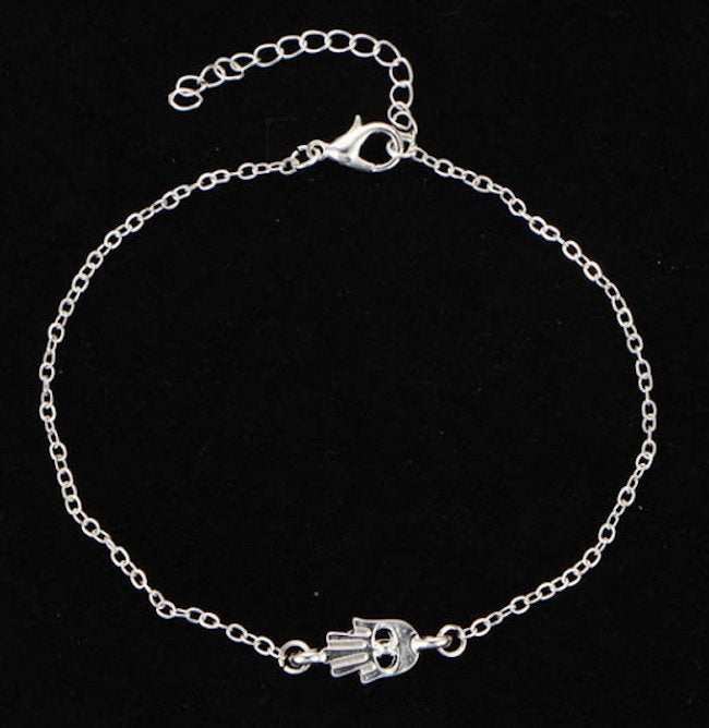 silver ankle bracelet palm