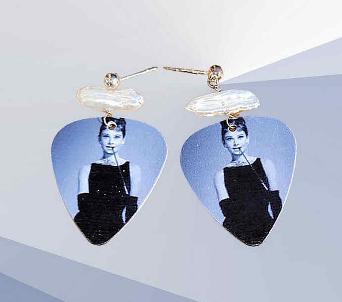 Herkimer diamond and Audrey Hepburn Earrings