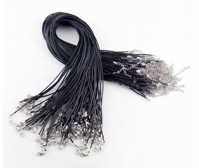 black waxed cord necklace
