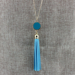 necklace long tassel blue