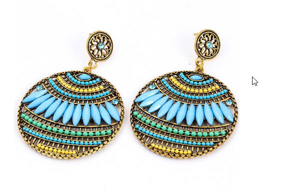 Beaded Boho Alloy Dangle Earrings
