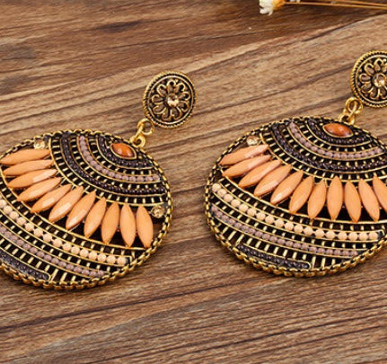 Boho earrings peach and brown