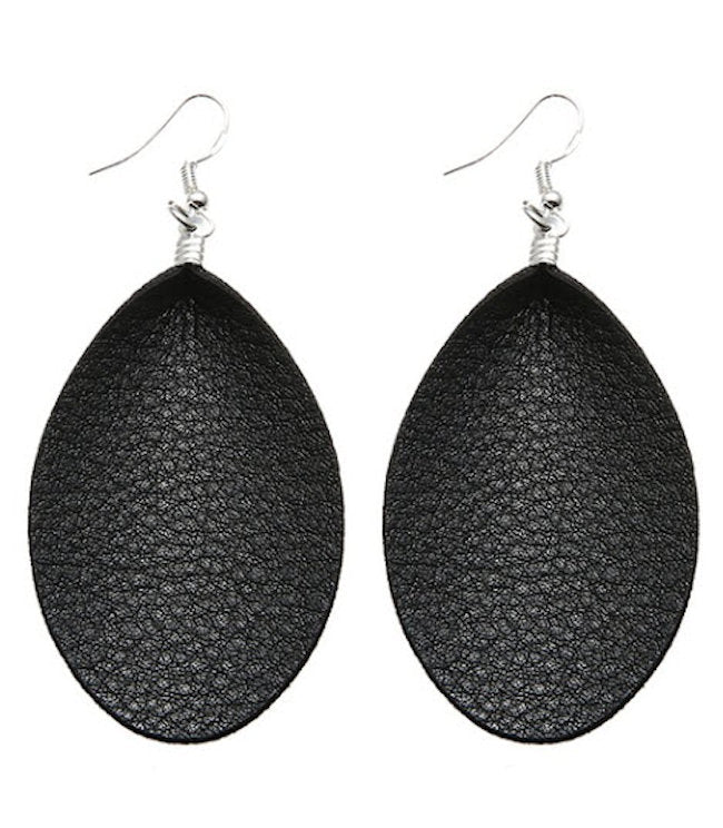 Boho Leather Teardrop Earrings
