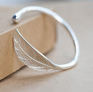 silver leaf cuff bracelet