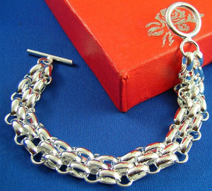 Bracelet .925 Sterling Silver Circle and Link Chain