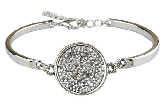 Silver and gray druzy bracelet