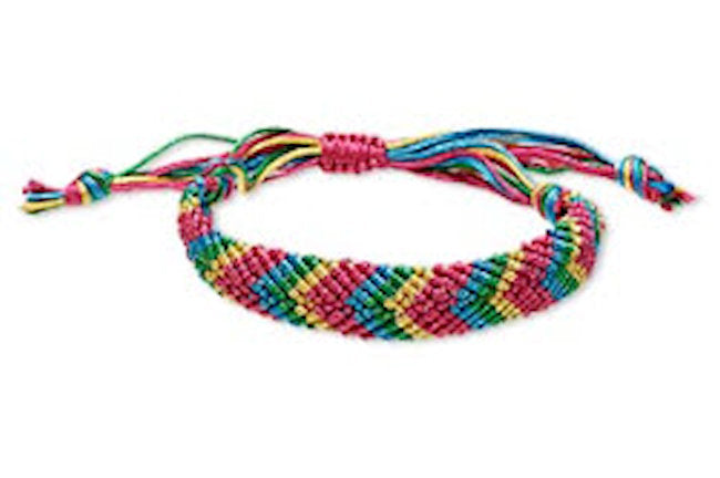Bracelet Macrame Nylon Multicolored Chevron Design Adjustable