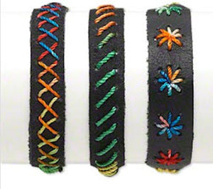 Nylon and Leather Multicolored adjustable bracelet