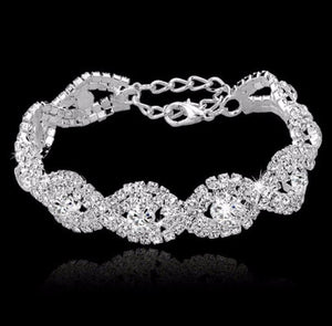 Bracelet Silver Plated Alloy with Austrian Crystals