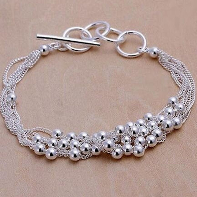 Bracelet Silver Plated Alloy with Silver Balls