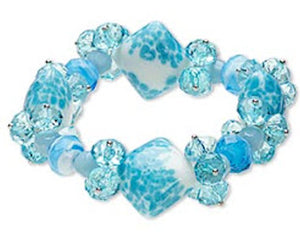 Blue Multicolored Lampwork Glass Bracelet