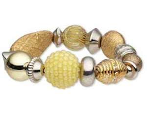 Bracelet Stretch Acrylic with Silver and Gold Coated Plastic