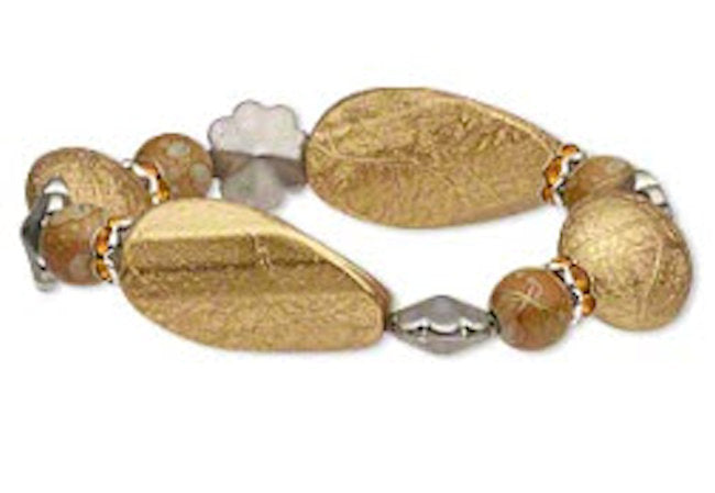 Gold and Silver Coated Bead Stretch Bracelet