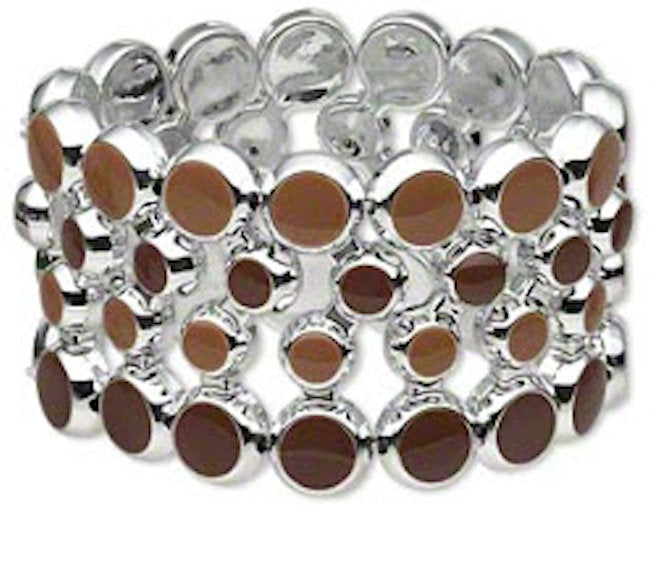 Stretch Bracelet Light and Dark Brown Round Epoxy