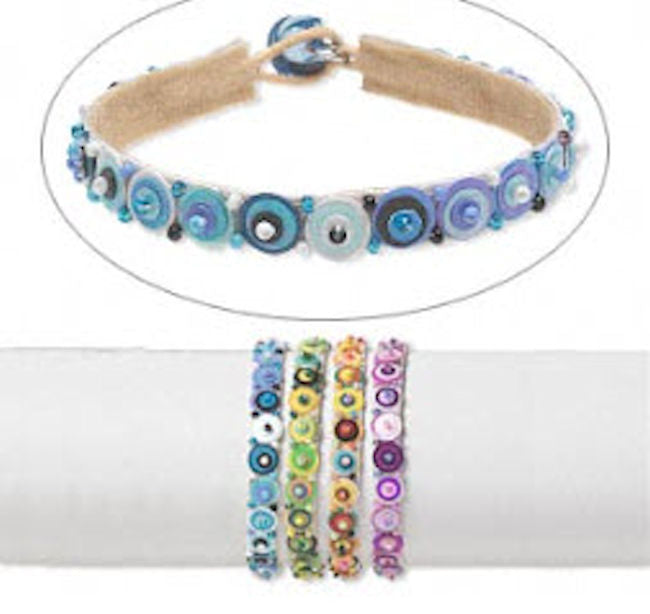 Velveteen Acrylic and Sequins Bracelet