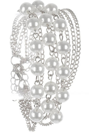 bracelet multi layered pearls silver