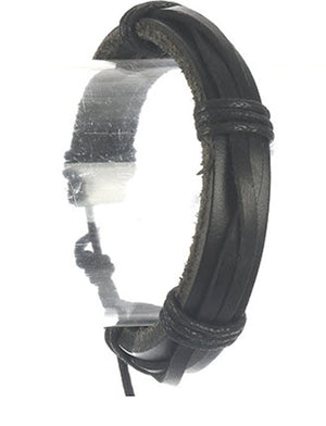 Bracelet leather band criss-cross cord unisex