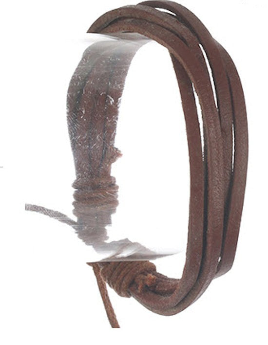 Adjustable leather multi strand unisex bracelet