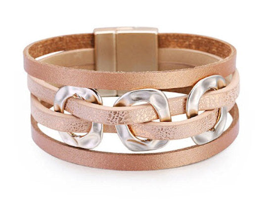 bracelet silver leather 