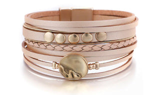 bracelet leather magnetic closure khaki