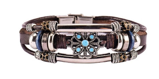 Bracelet leather and turquoise