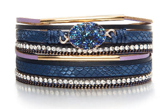 Druzy Stone on Multi Layer Magnetic Bracelet