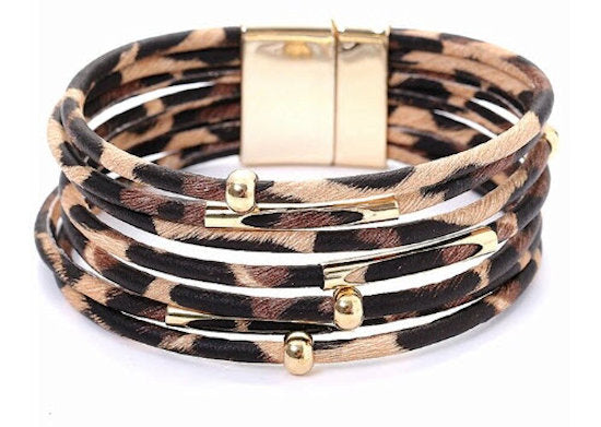 Leather leopard bracelet