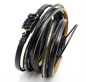 wrap bracelet black druzy magnetic clasp