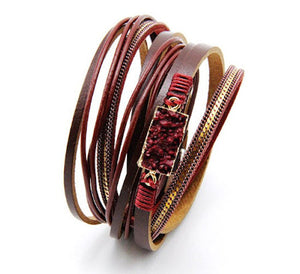 wrap bracelet brown red druzy magnetic clasp