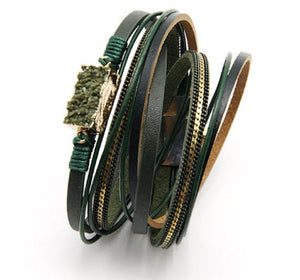 wrap bracelet green druzy magnetic clasp