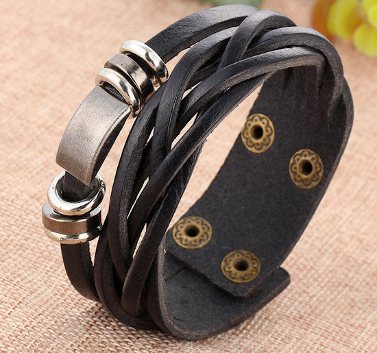 bracelet multi layer leather unisex