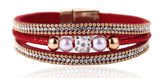 Multi layer magnetic rhinestone bracelet