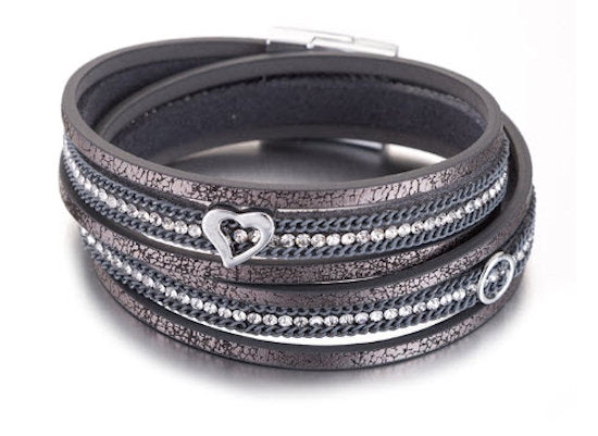bracelet wrap leather dark gray