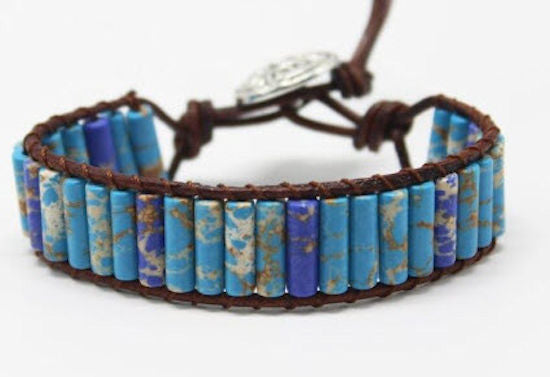 bracelet tube beads blue