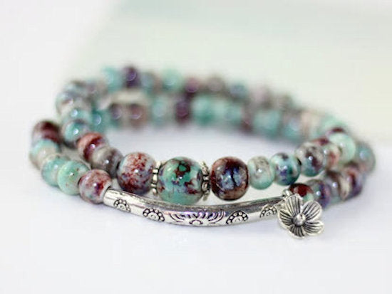 bracelet stretch beads silver