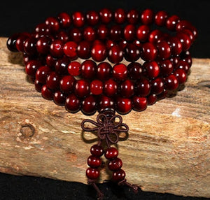 bracelet sandal wood beads burgundy