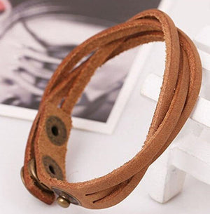 bracelet unisex leather light brown
