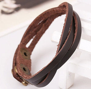 bracelet unisex leather dark brown