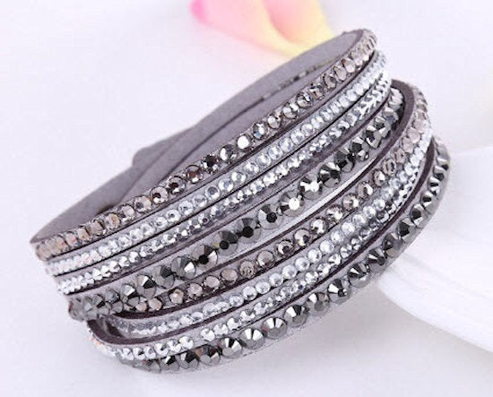 bracelet wrap leather gray