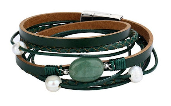 bracelet wrap leather green