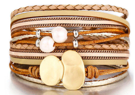 bracelet wrap leather tan