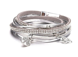 bracelet wrap leather silver