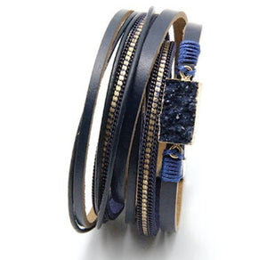 wrap bracelet blue druzy magnetic clasp