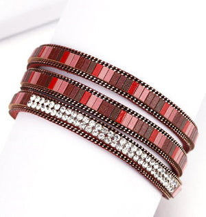 bracelet wrap leather burgundy