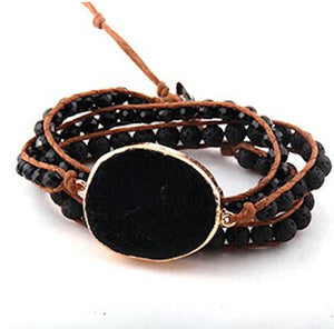 bracelet wrap natural stone black