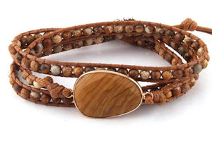 bracelet wrap leather tiger eye