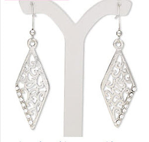 silver brushed dangle earrings