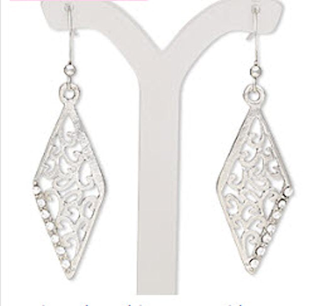 silver brushed dangle earrings