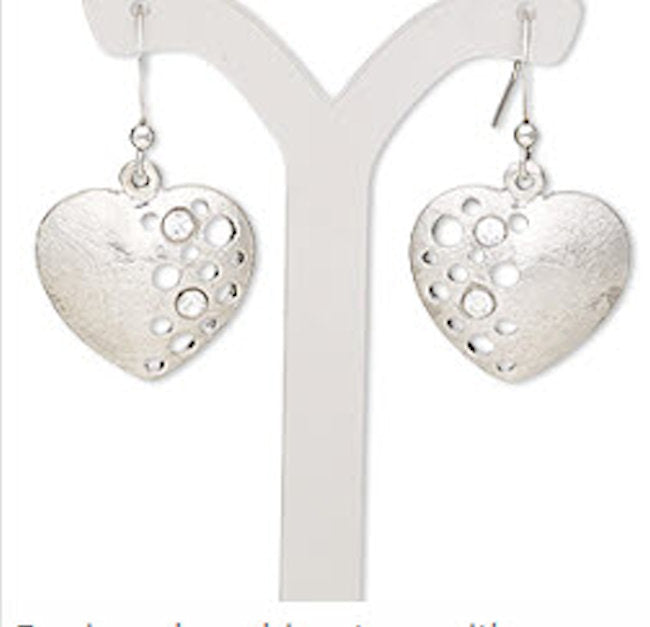 Brushed Heart and Circle Cutout Design Earrings