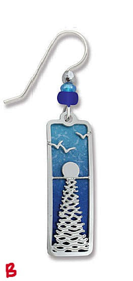  Earrings Ocean Sunset with Birds